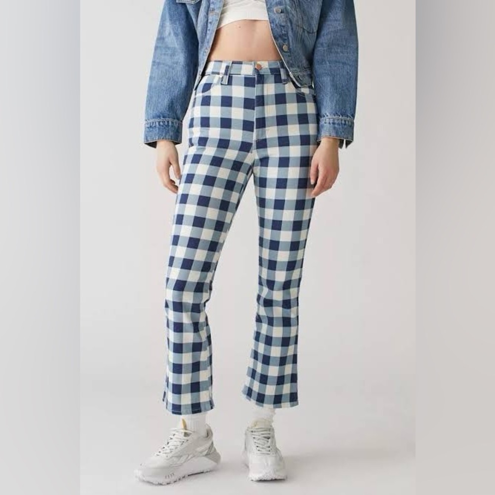 Wrangler Blue and Cream Check Plaid Shirt
